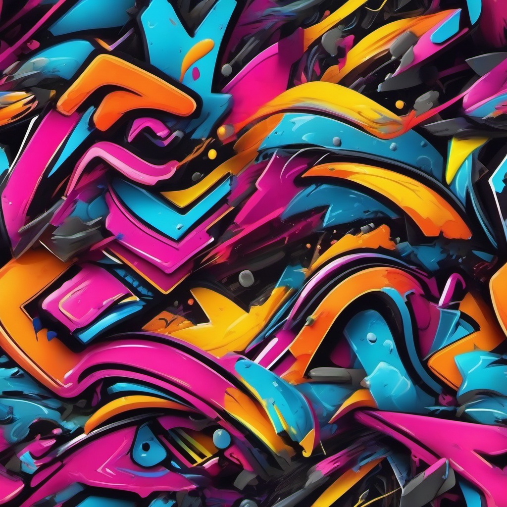 Graffiti with vibrant, neon colors and bold, chaotic patterns top view, product photoshoot realistic background, hyper detail, high resolution