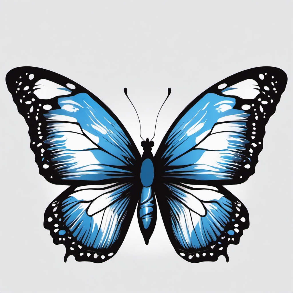 Blue morpho butterfly silhouette ink. Elegance in motion.  minimalist black white tattoo style