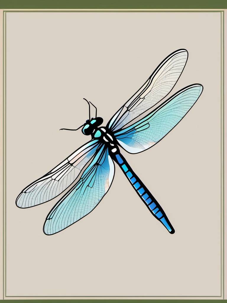 Dragonfly clipart - Agile insect with transparent wings darting in the air, ,color clipart vector style