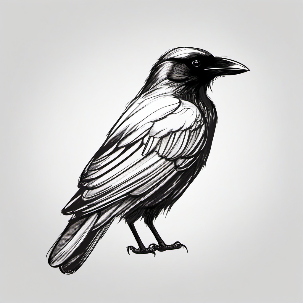 sketch of a crow  minimal rough sketch scribbles,doodles,black and white