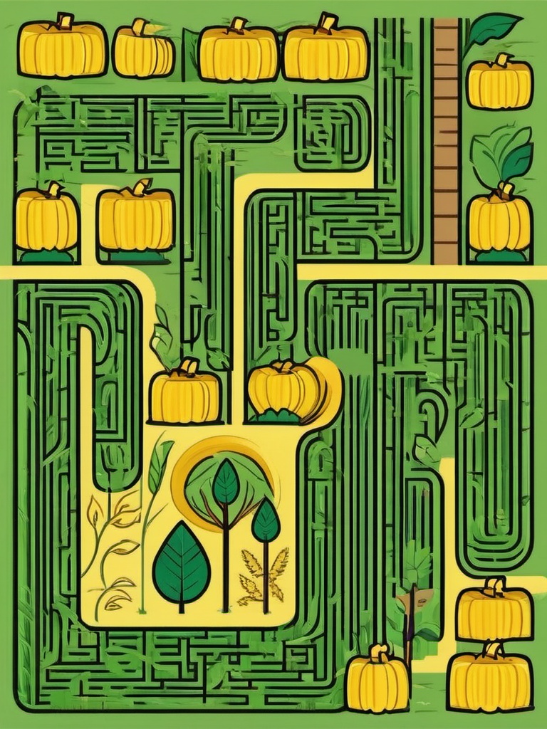 Cornfield Maze Adventure clipart - Adventure in a corn maze, ,vector color clipart,minimal