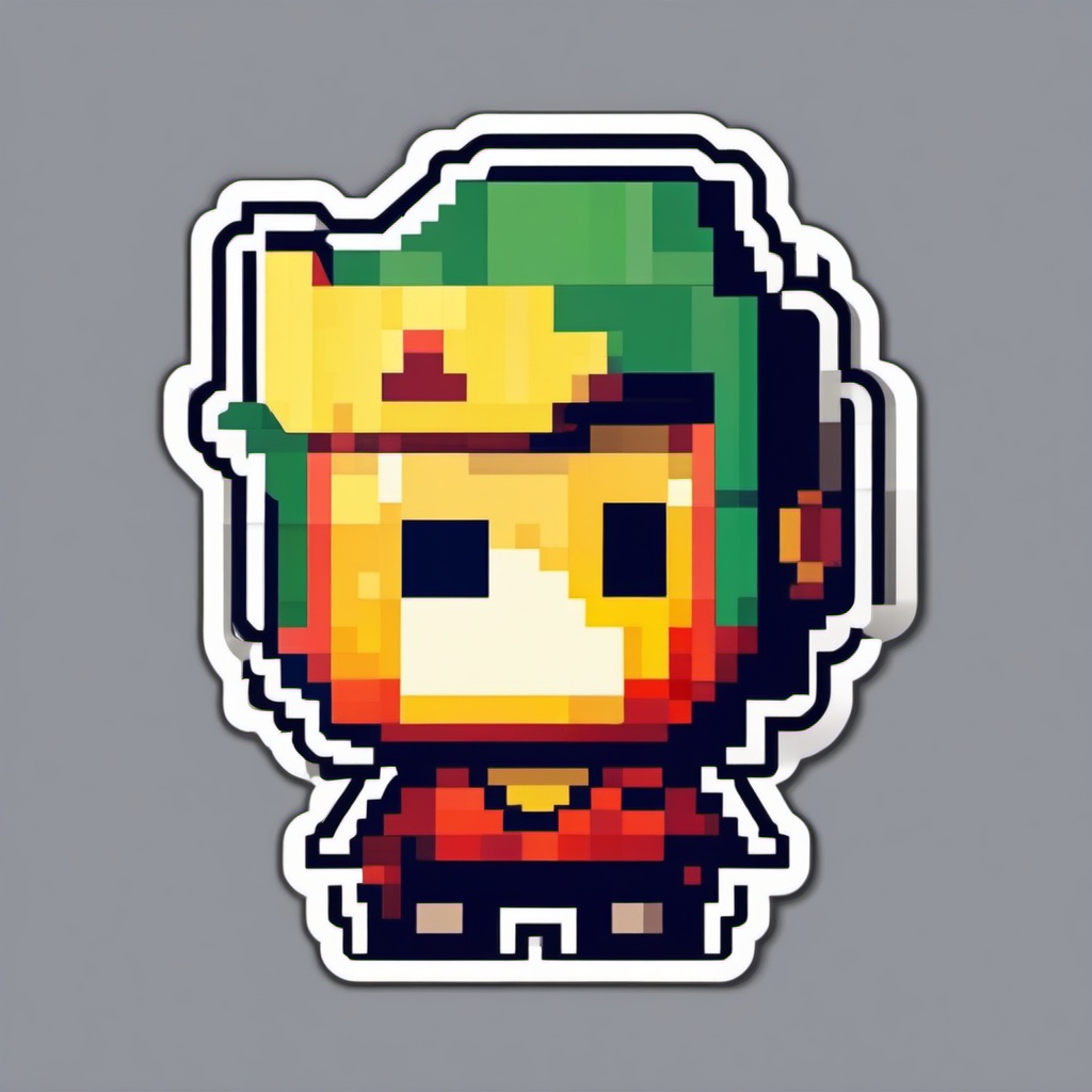 Retro game character sticker- Pixelated and charming, , sticker vector art, minimalist design