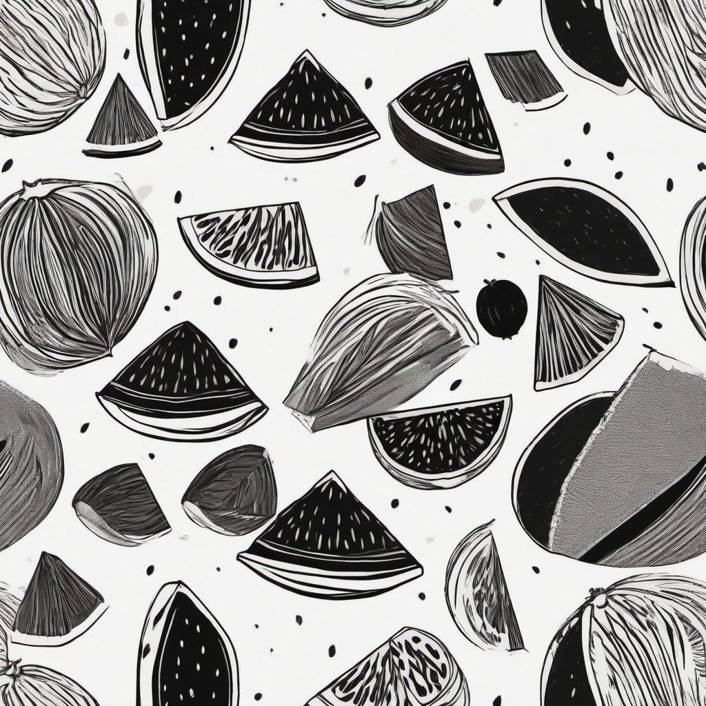 drawing of water melon  minimal rough scribbles,doodles,black and white