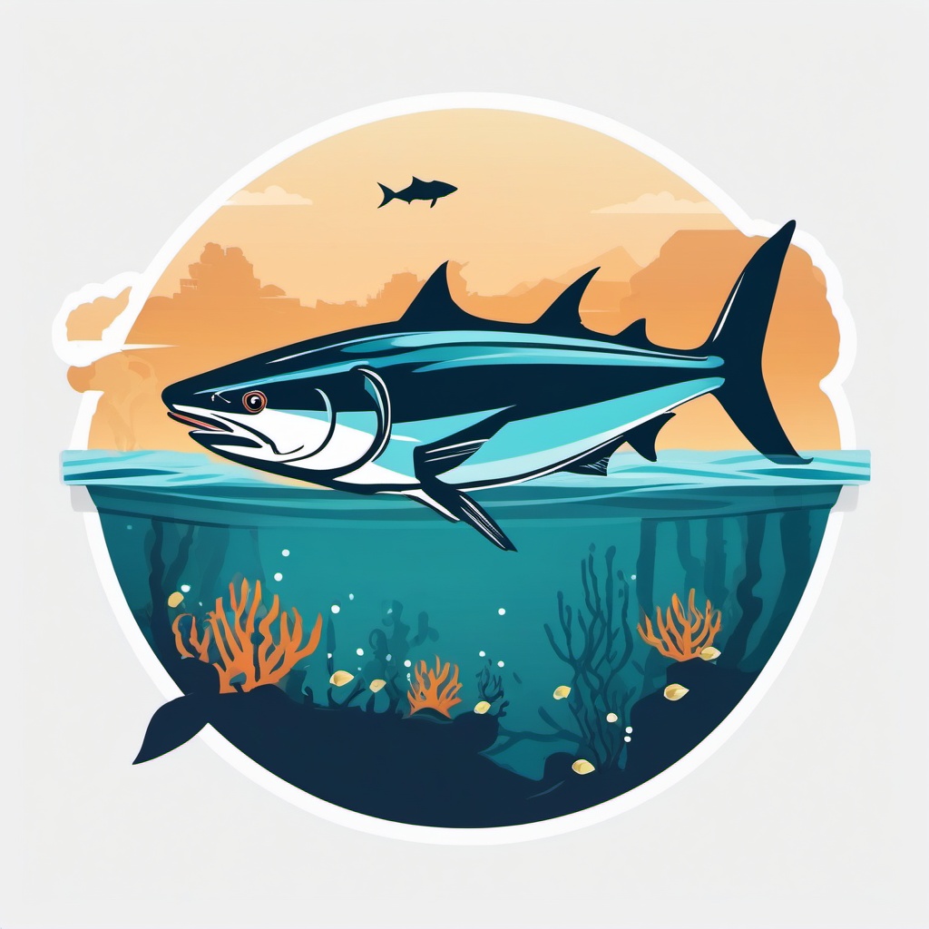 Cobia Clipart - Cobia fish lurking near shipwrecks , minimal, 2d