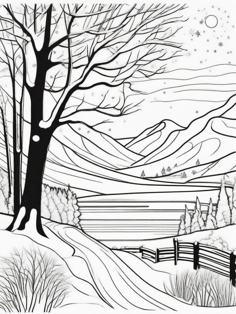 Winter Coloring Pages - Beautiful Snowy Scenes to Enjoy  minimal black outline printable sheet, coloring page