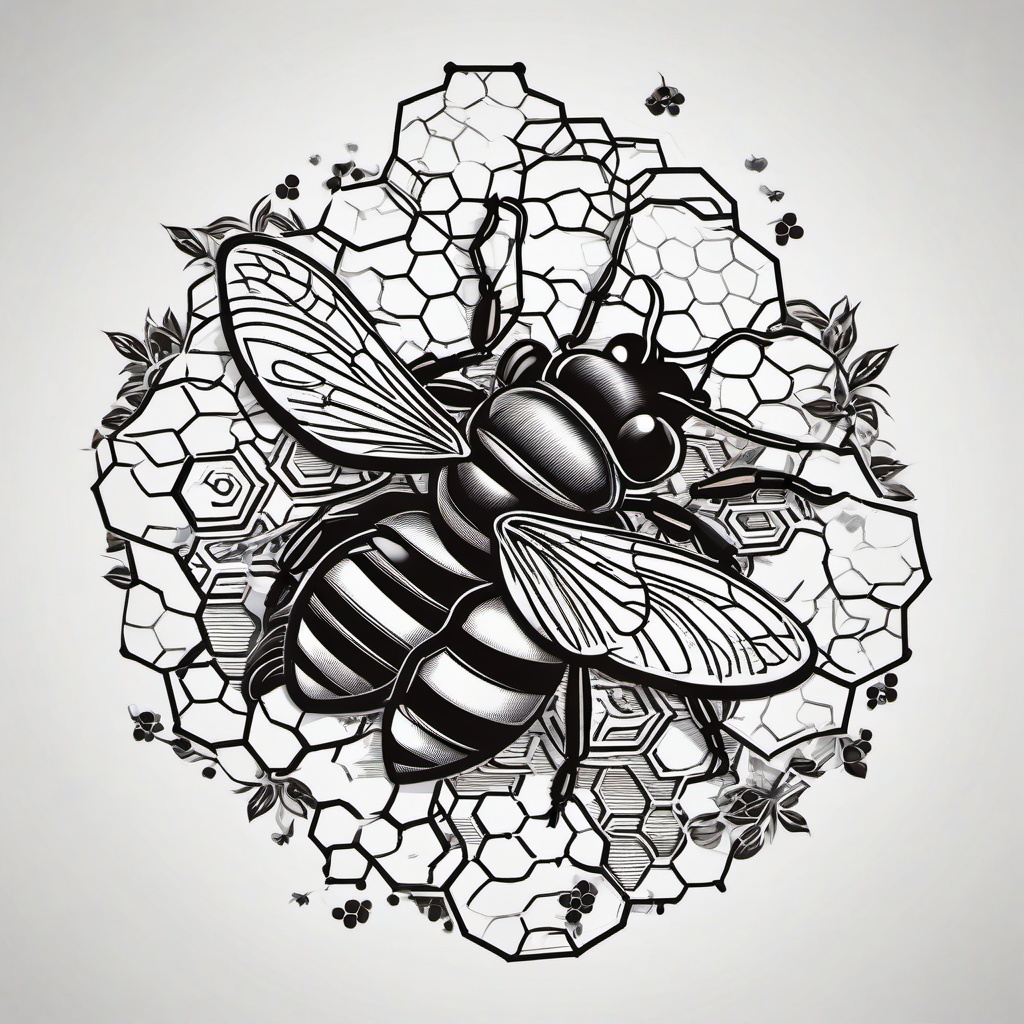 honey comb bee tattoo  vector tattoo design