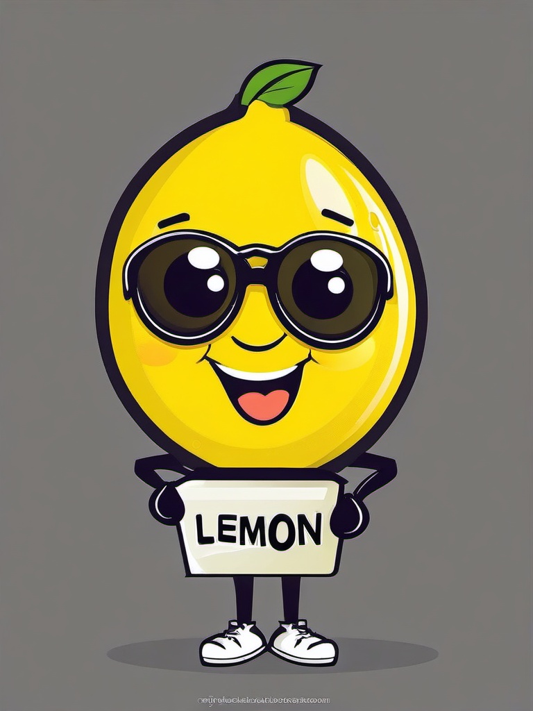 Lemon clipart - cute cartoon lemon holding a lemonade sign  color,minimalist,vector clipart