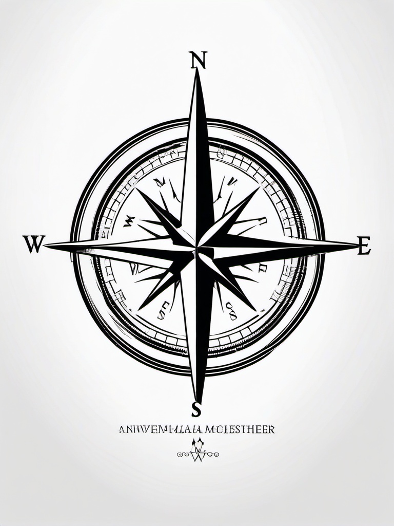 Compass Quote Tattoo - Compass tattoo accompanied by a meaningful quote.  simple vector tattoo,minimalist,white background