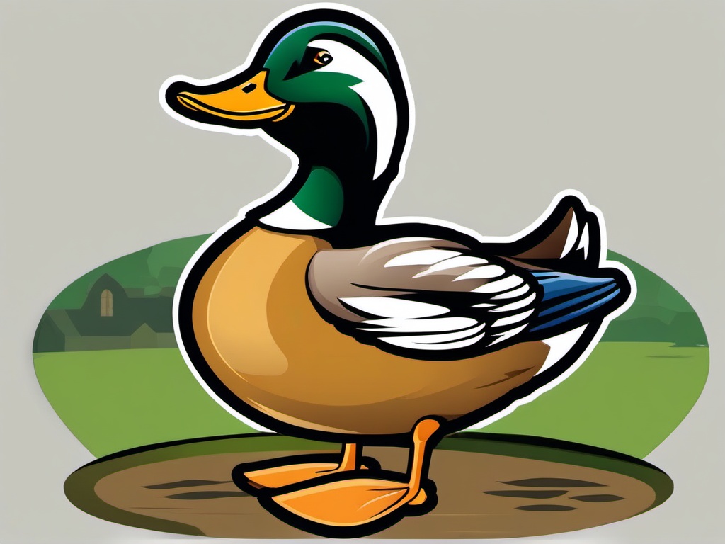 Rouen Duck cartoon - large duck similar to a Mallard  cartoon sticker style