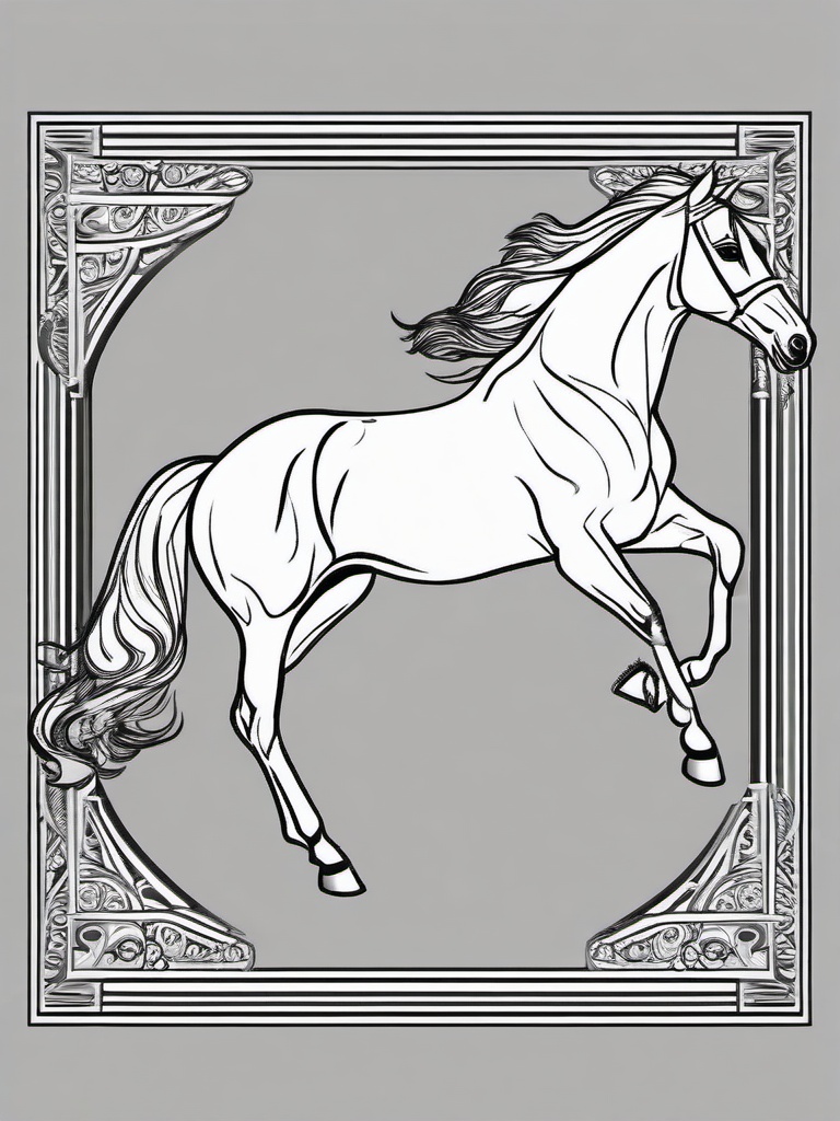 Arabian Horse Coloring Pages - Graceful Arabian Breed in Action  minimal black outline printable sheet, coloring page