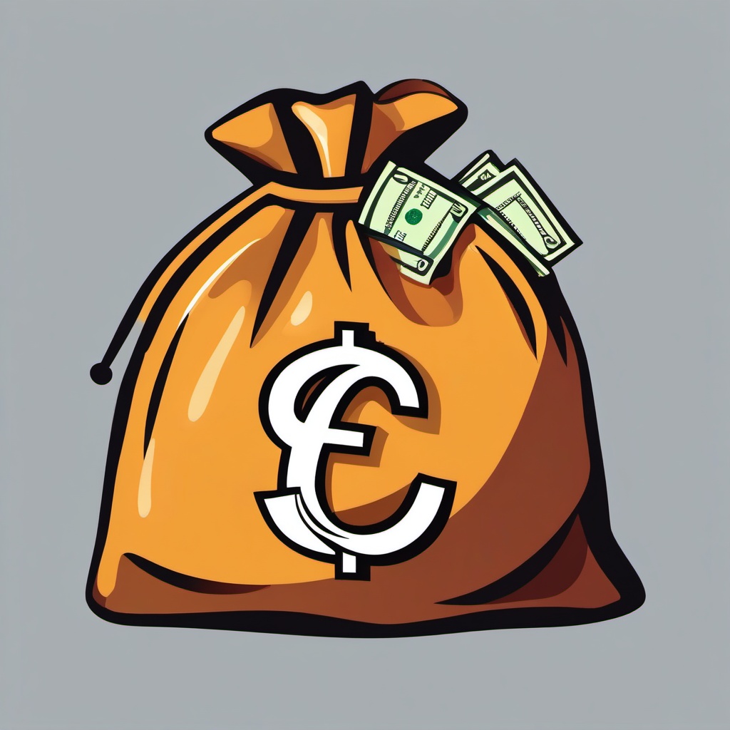 Money bag clipart - Money bag for financial and banking apps,  color clipart, vector art