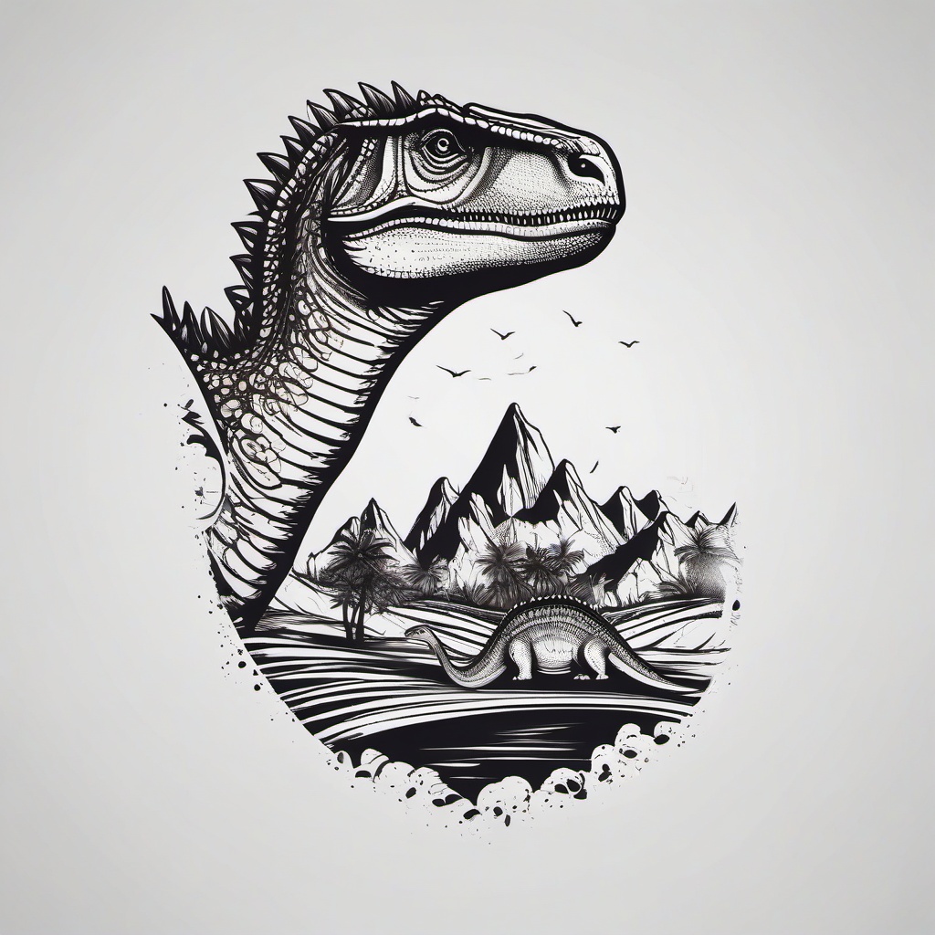 Best Dinosaur Tattoos - Explore a collection of the best and most inspiring dinosaur-themed tattoos.  simple vector color tattoo,minimal,white background