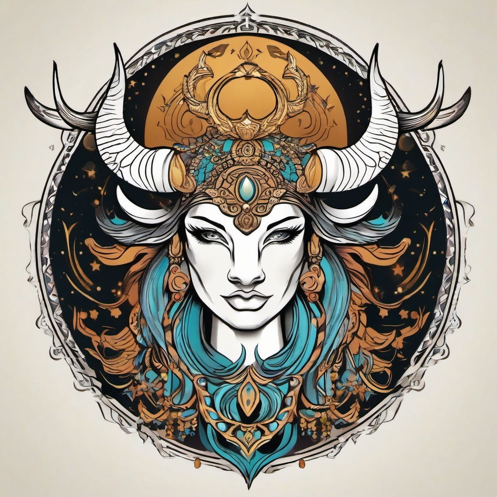 taurus goddess tattoo  simple vector color tattoo