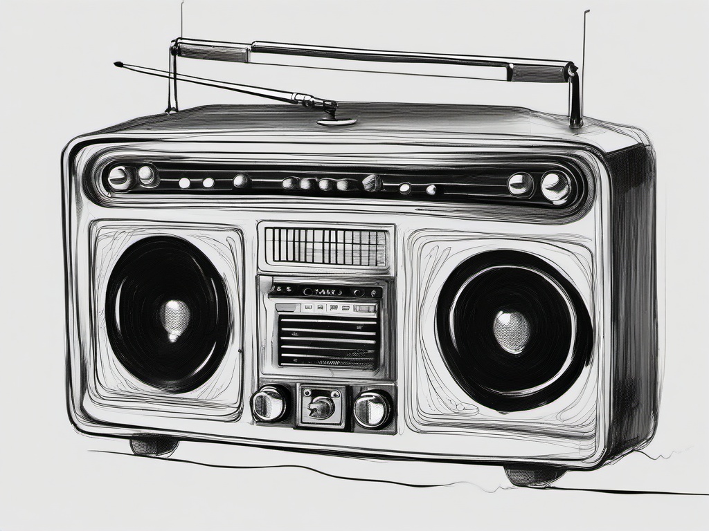 sketch of a radio  minimal rough sketch scribbles,doodles,black and white