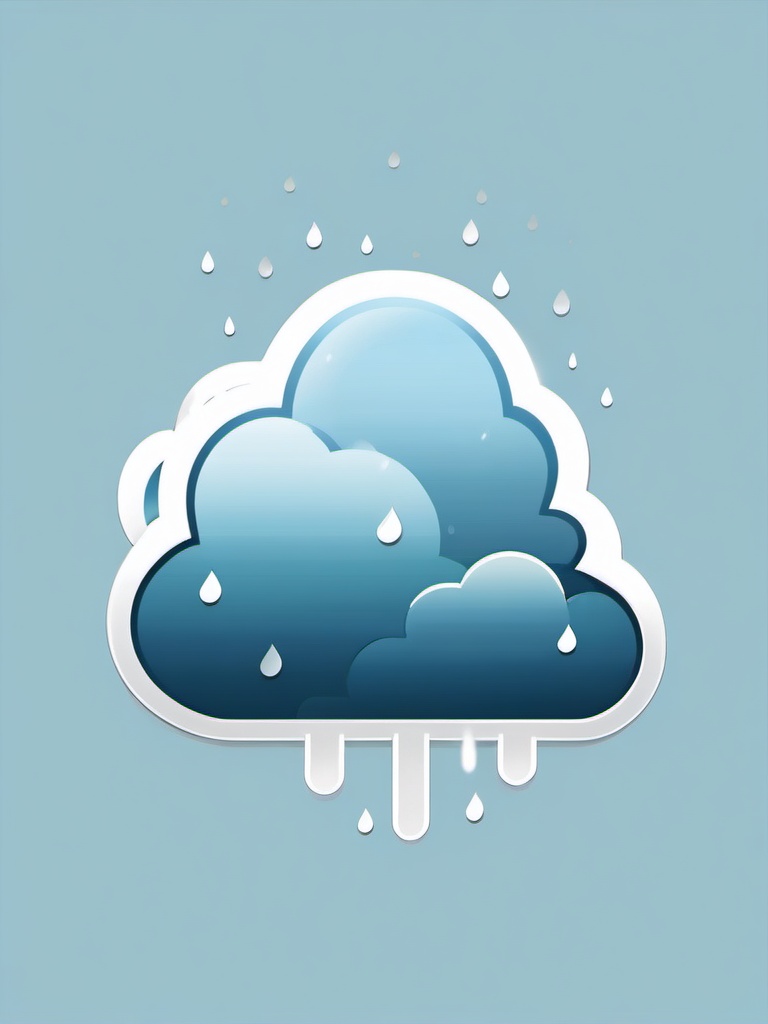 Cloud with raindrops sticker- Drizzling and calm, , sticker vector art, minimalist design