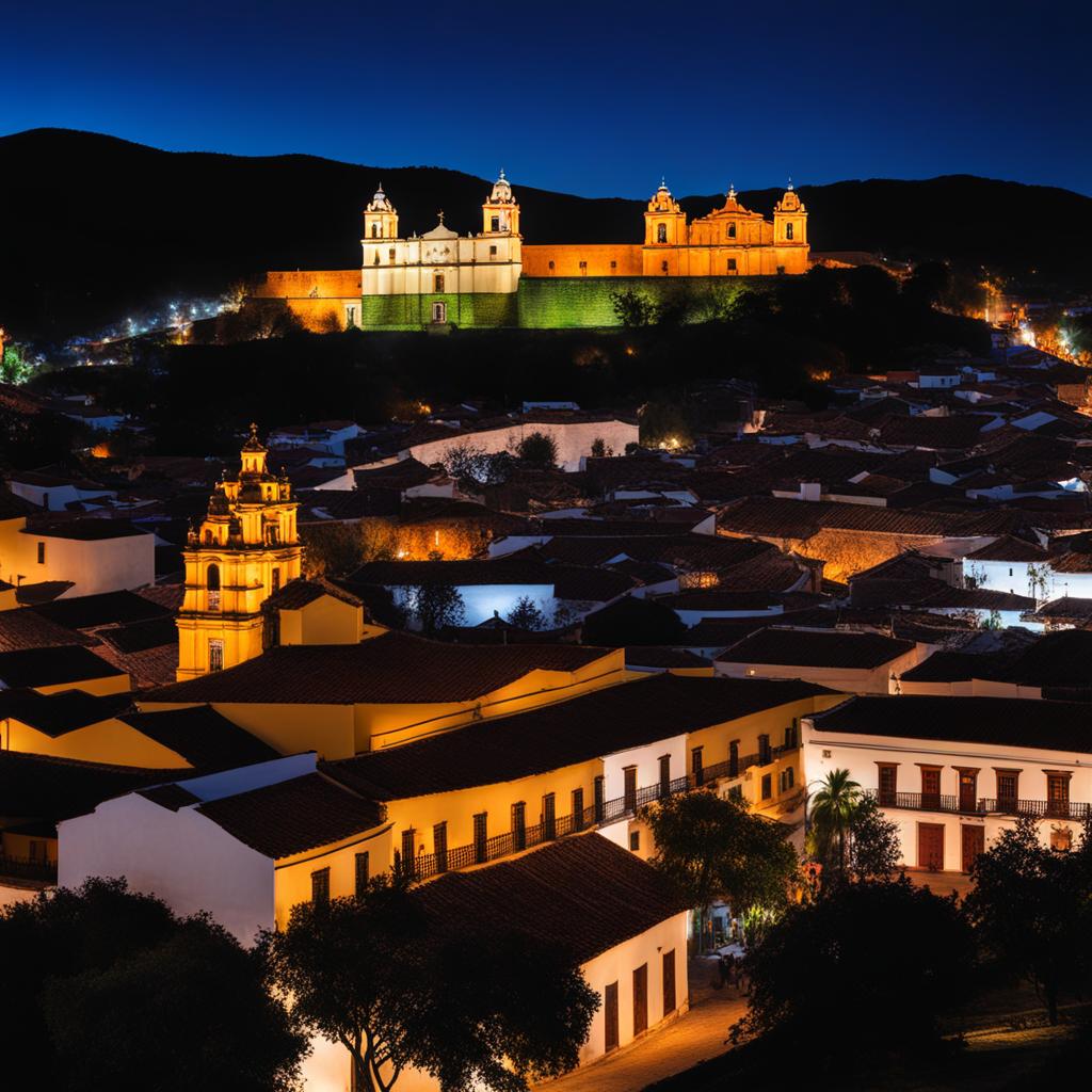 san cristobal de las casas - paint the tranquil night view of san cristobal de las casas, a charming highland town, with its colorful streets and indigenous culture. 