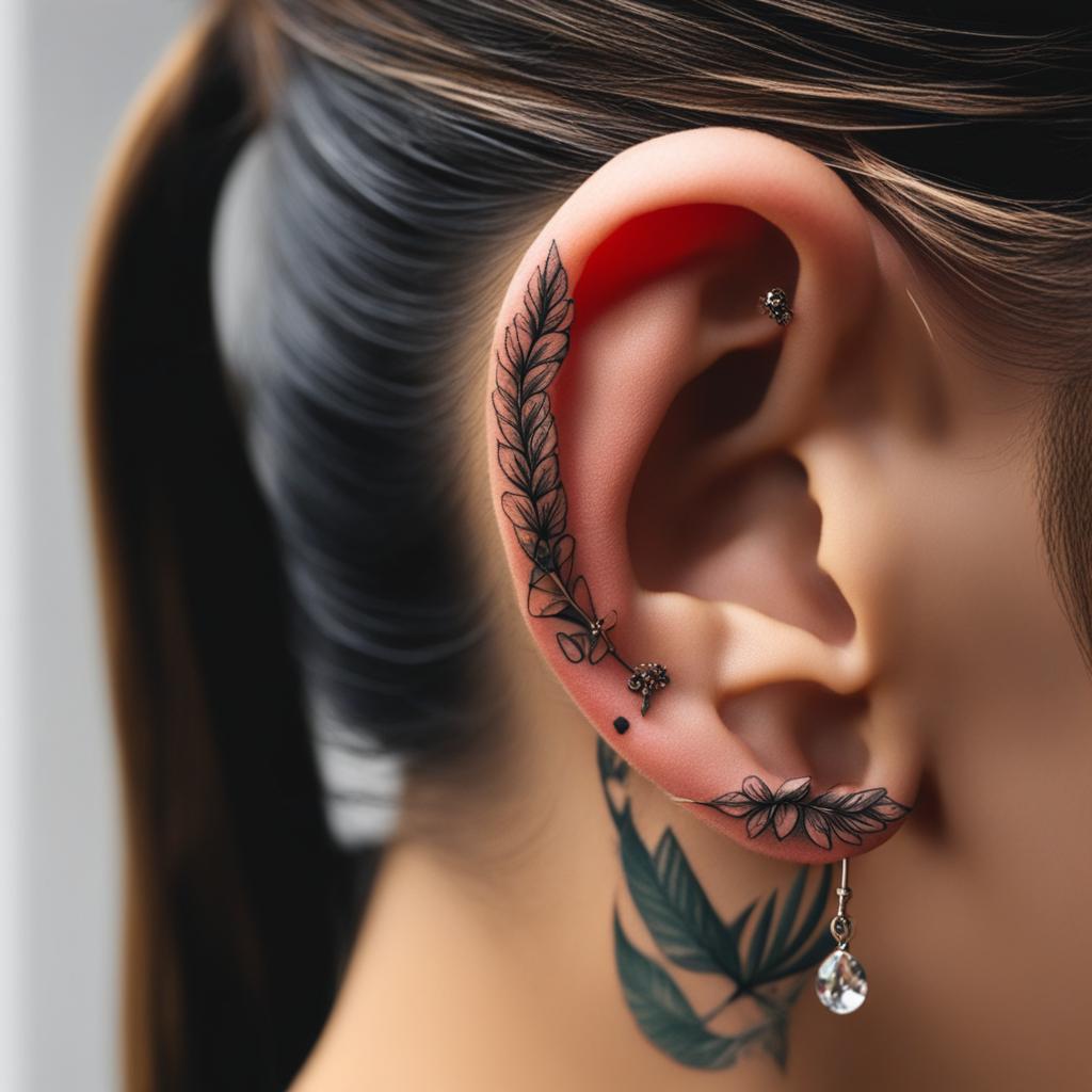 ear tattoos, subtle and stylish ink for the earlobe or behind the ear. 