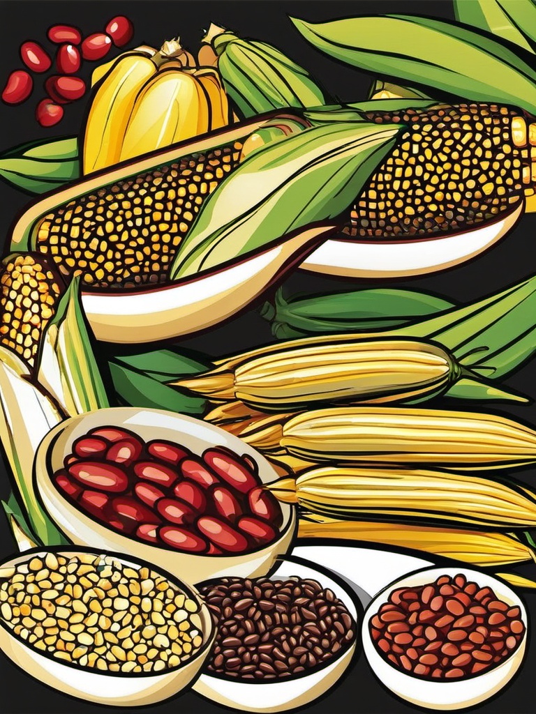 Corn clipart - corn and beans in a dish  vector clipart