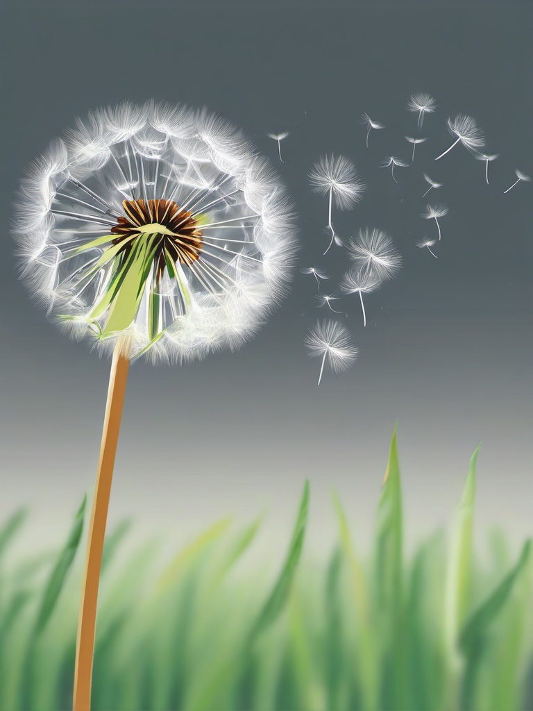 Dandelion clipart - A dandelion gone to seed, ,vector color clipart,minimal