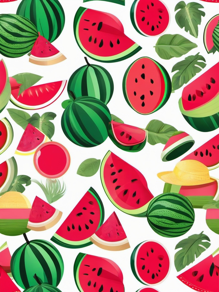 Watermelon clipart - watermelon with summer accessories  