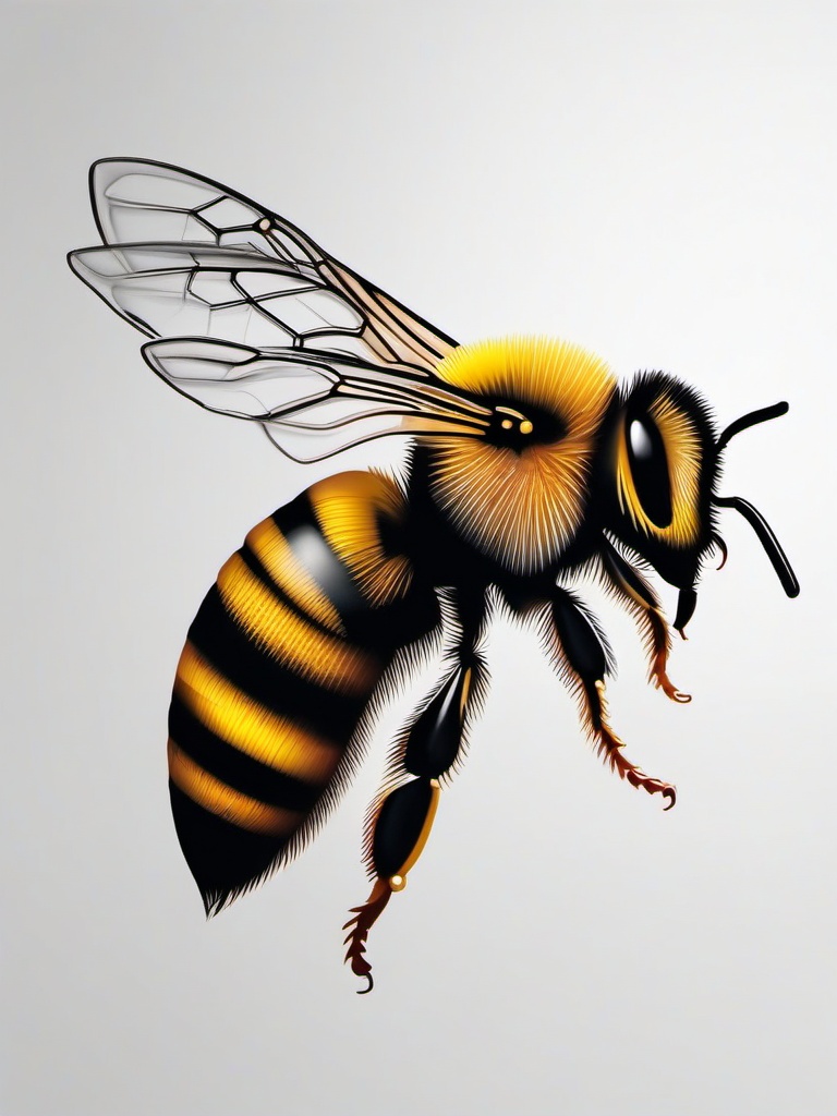 3D Honey Bee Tattoo - Elevate your ink with a three-dimensional honey bee tattoo, adding depth and dimension to the intricate and lifelike representation.  simple tattoo,minimalist,white background