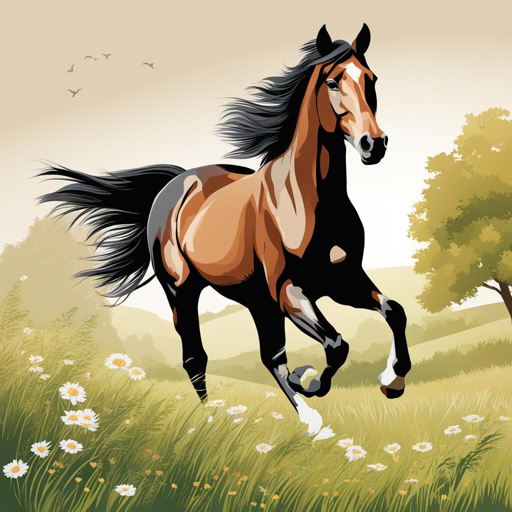 horse clipart - galloping gracefully in the meadow. 