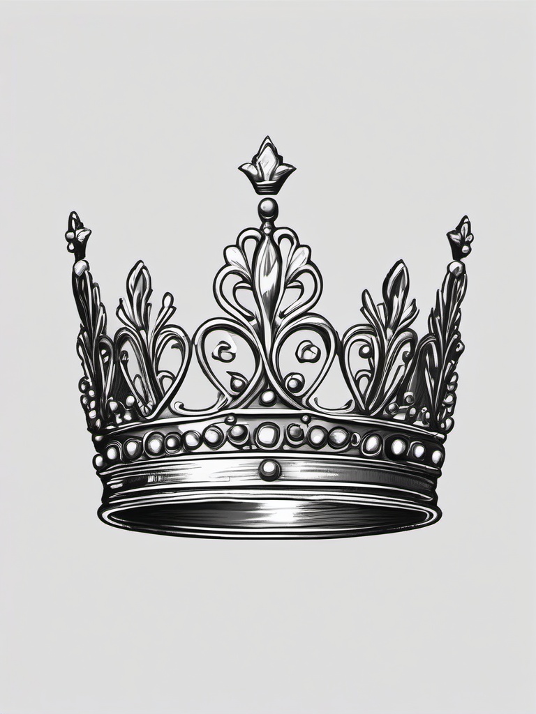 drawing of a silver crown  minimal rough sketch scribbles,doodles,black and white