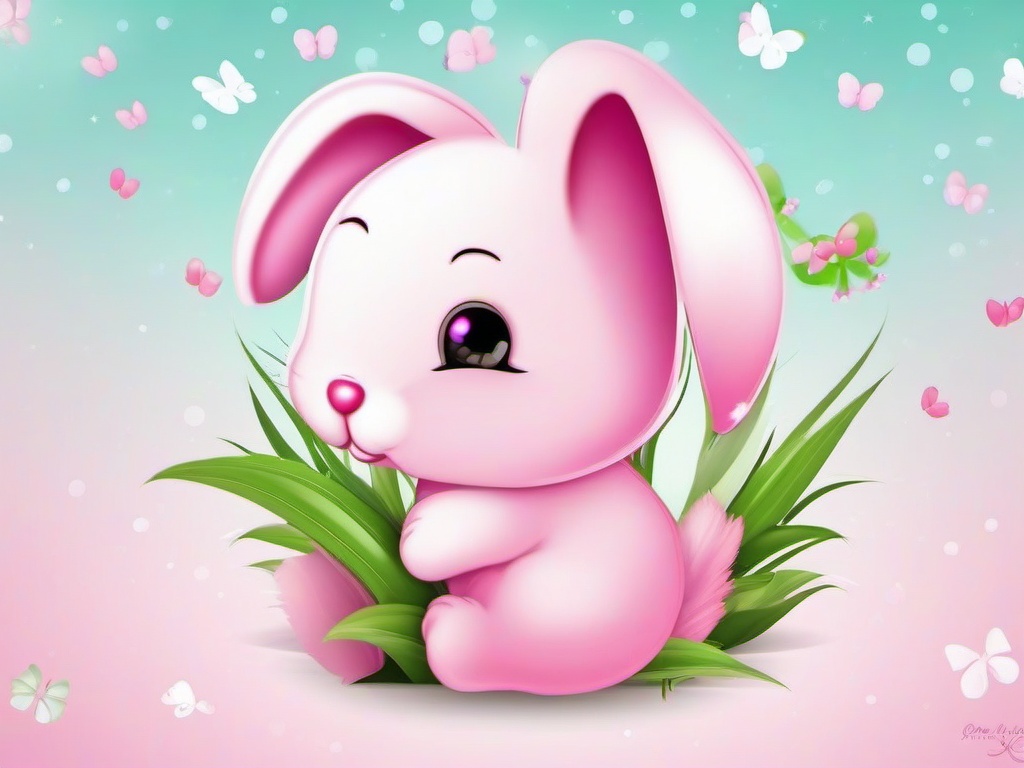 cute pink bunny wallpaper  ,desktop background wallpaper