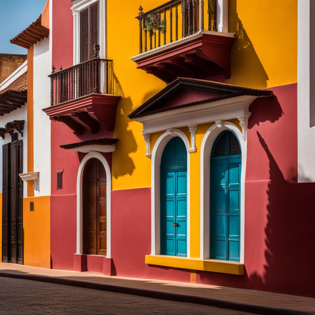 colombian colonial churches, with colorful facades, stand in the heart of cartagena, colombia. 