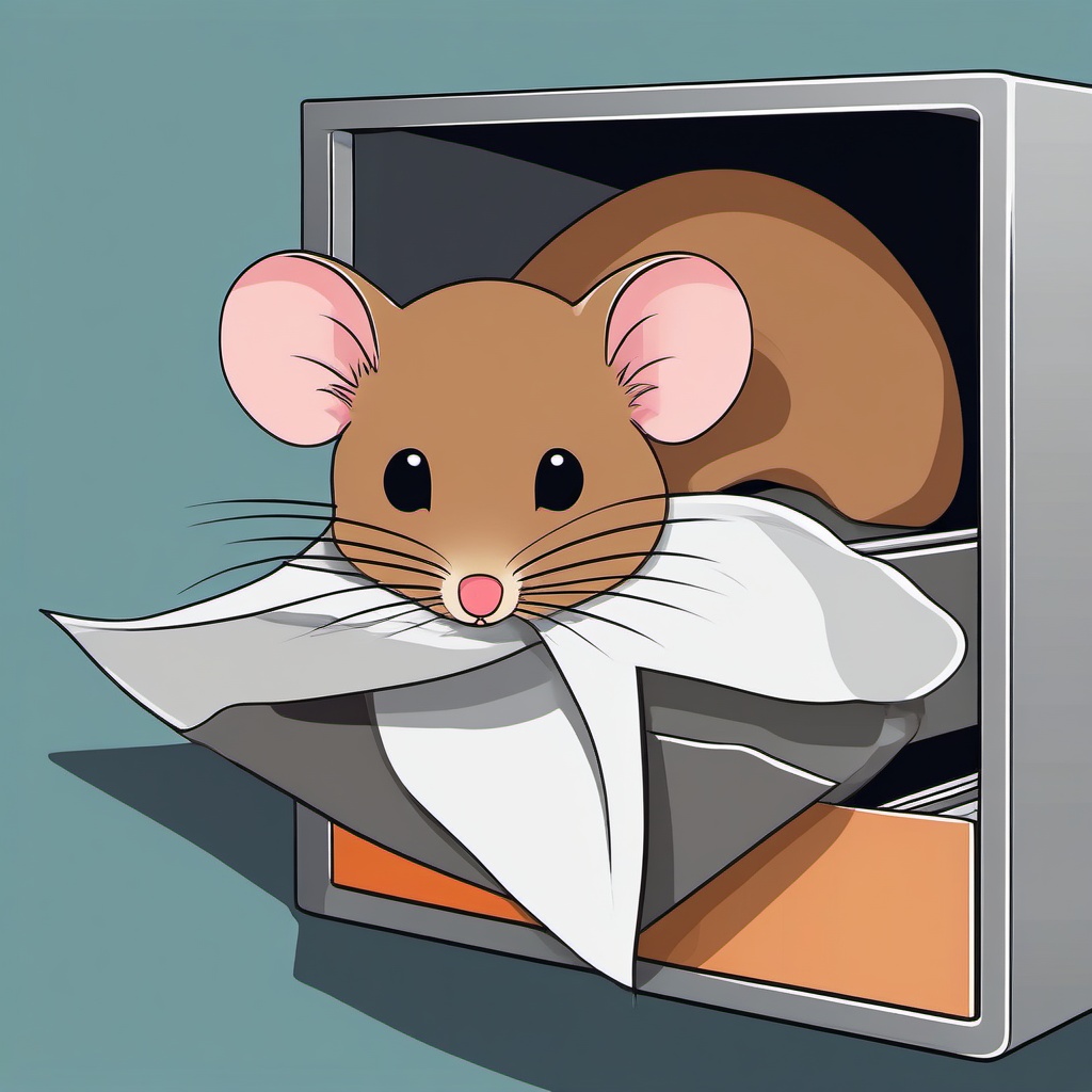 Mice clipart - mouse hiding in a sock drawer  color,minimalist,vector clipart