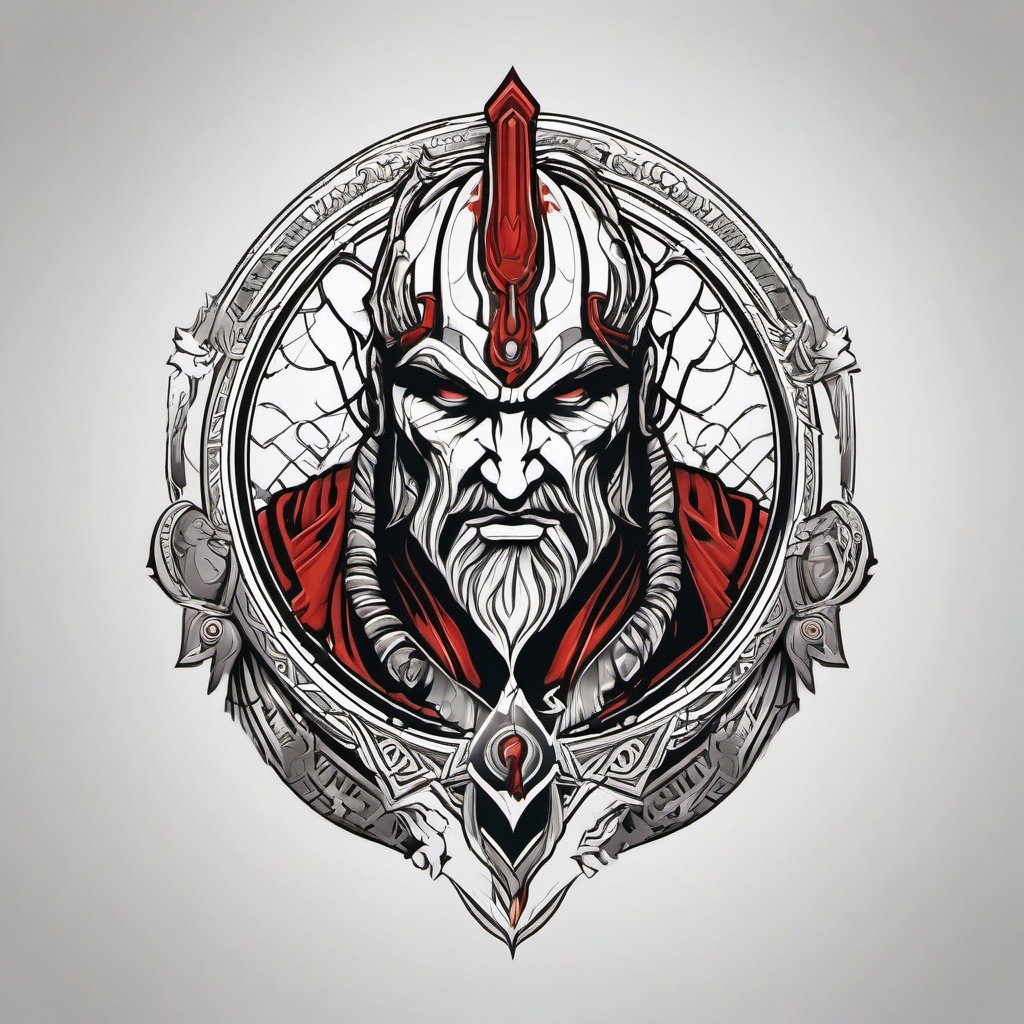 Mars God of War Tattoo - A tattoo featuring Mars, the Roman god of war, with godly imagery.  simple color tattoo design,white background