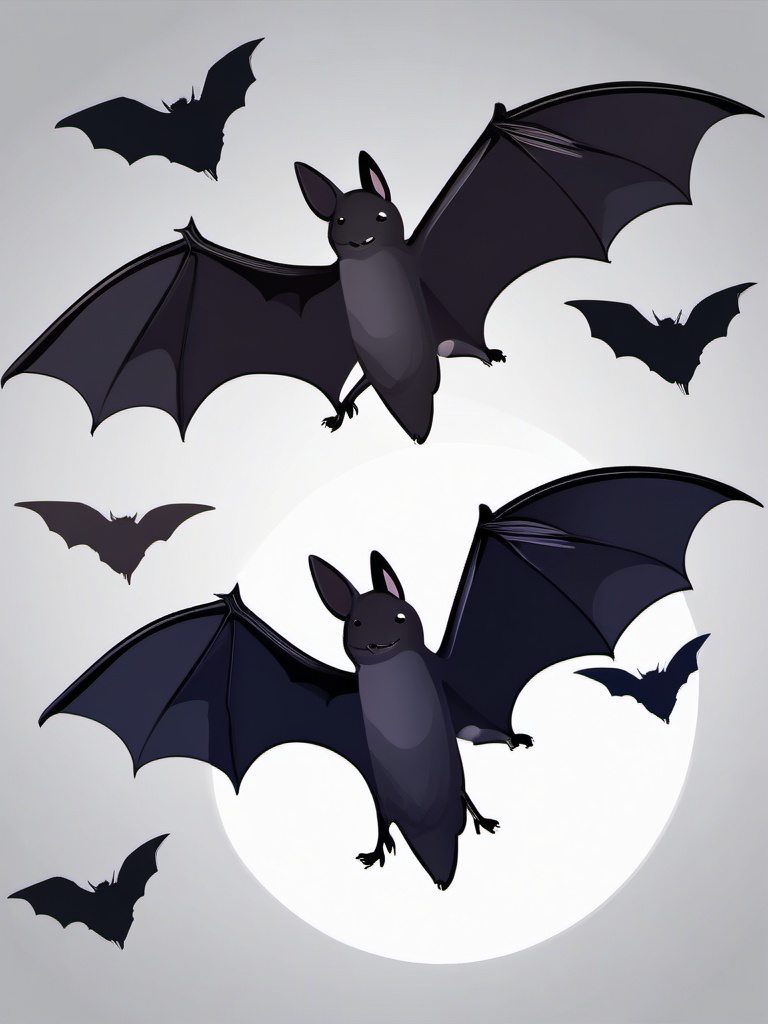 Bat clipart - Nocturnal mammal with membranous wings flying at night, ,color clipart vector style