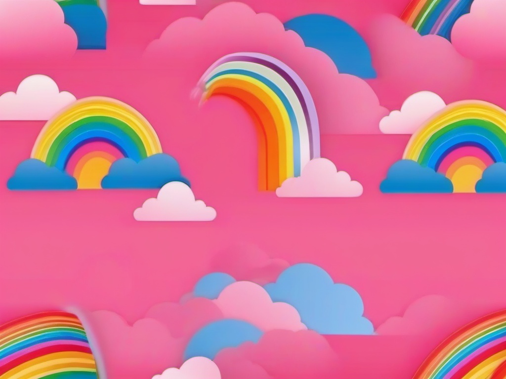 Rainbow With Pink Background  