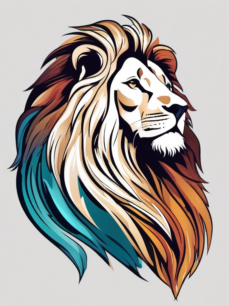 Lion Clip Art - A majestic lion with a flowing mane,  color vector clipart, minimal style