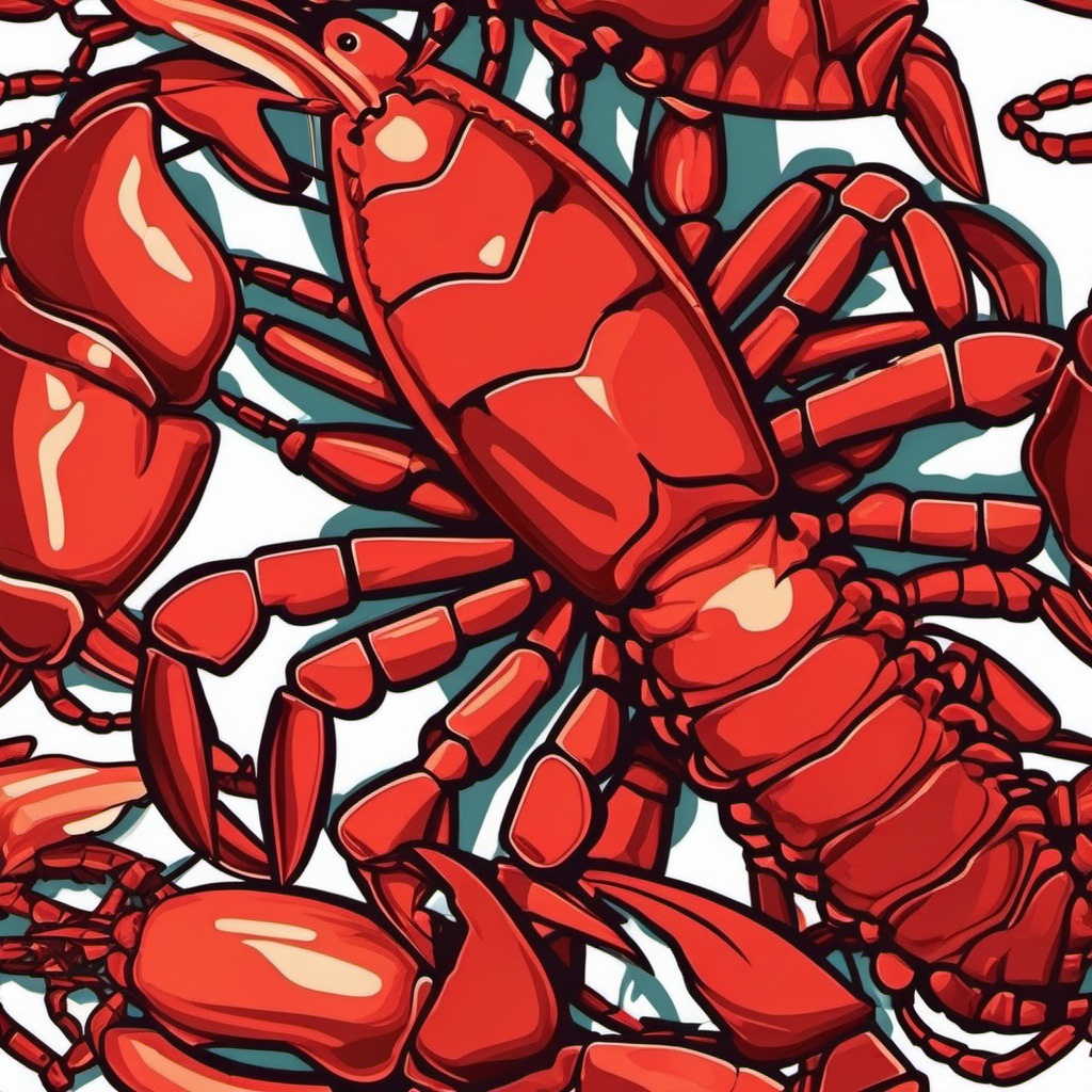 Lobster Sticker - A red lobster with large claws, ,vector color sticker art,minimal