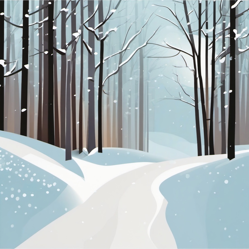 January clipart - snowy path through a forest in January  color,minimalist,vector clipart