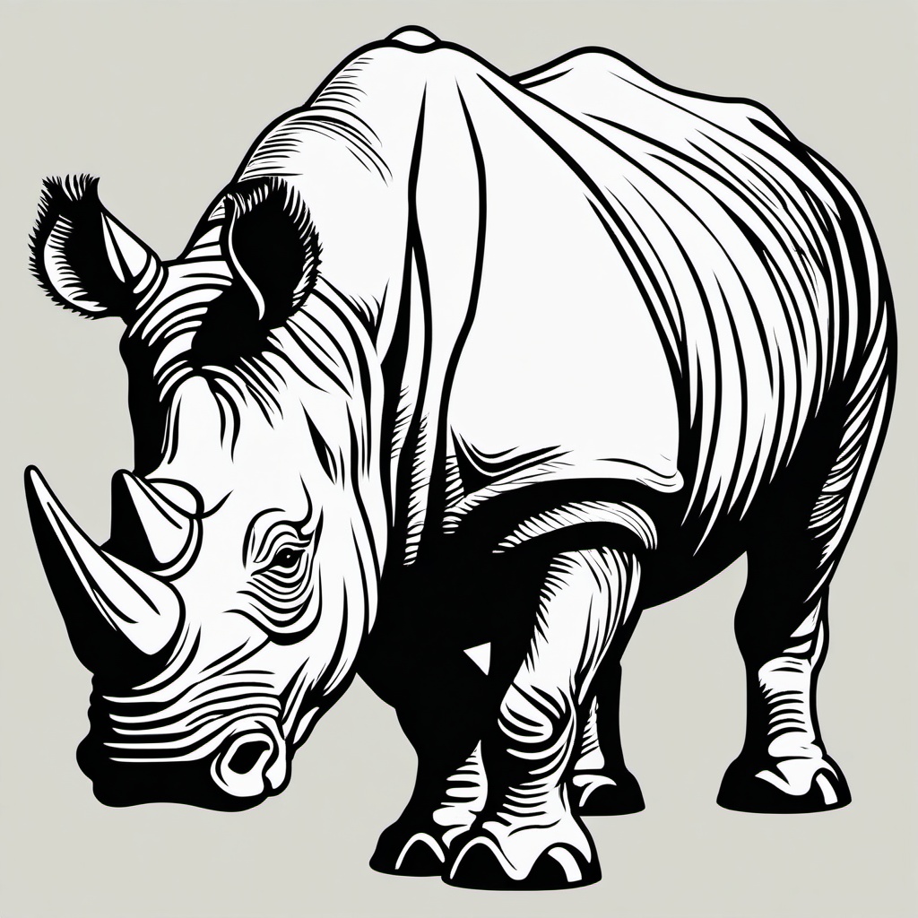 Rhinoceros clipart - Massive herbivore with a horned snout, ,vector color clipart,minimal