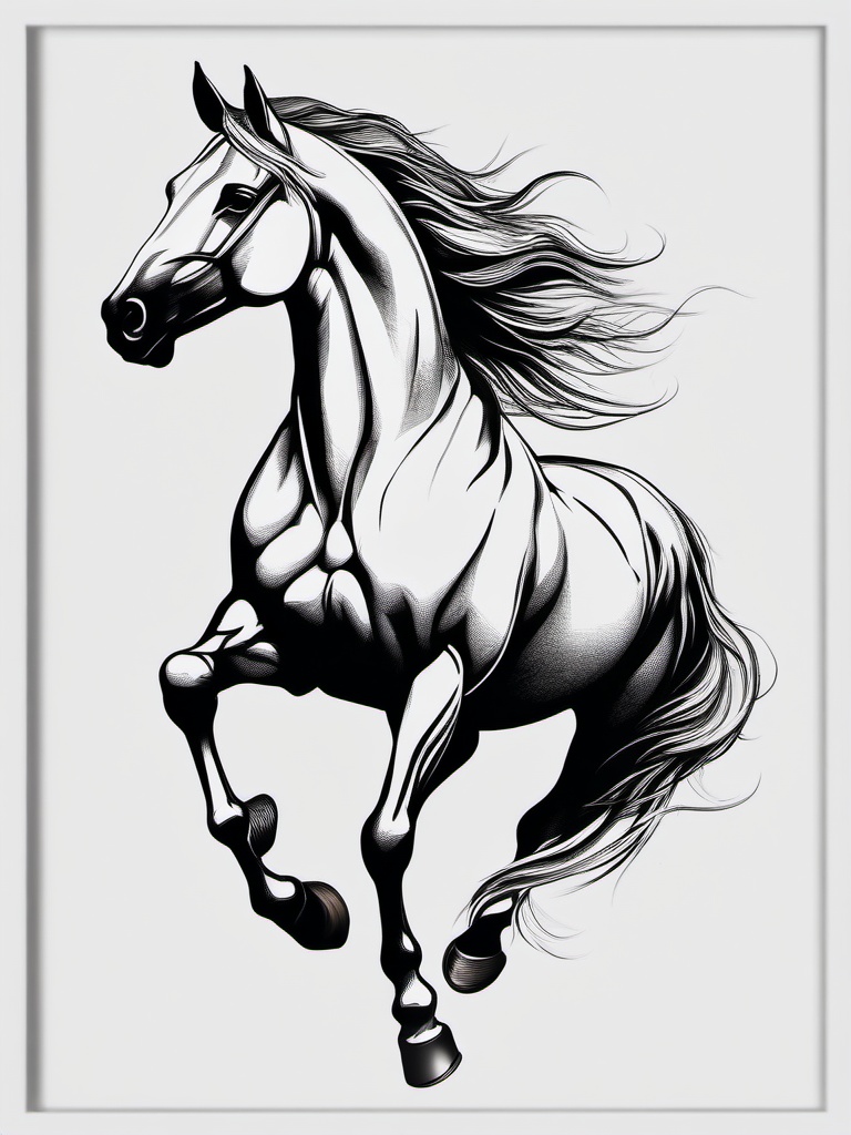 the blackhorse tattoo  simple tattoo,minimalist,white background