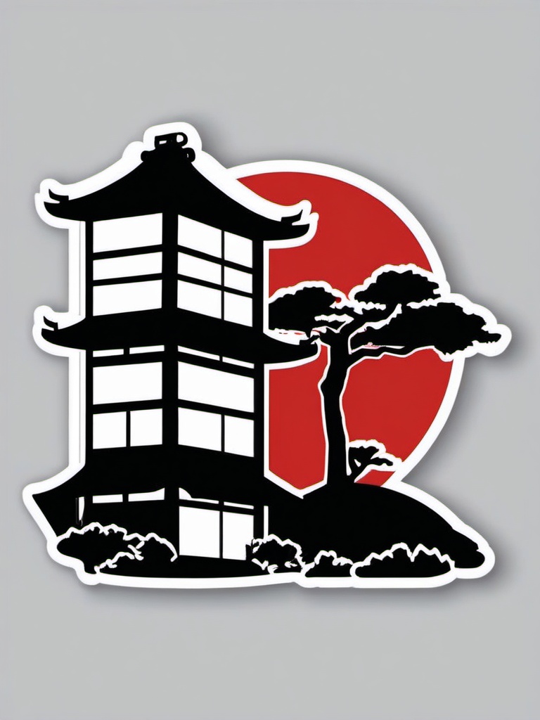 Japanese Ryokan Sticker - Transport yourself to Japan with the serene and traditional Japanese ryokan sticker, , sticker vector art, minimalist design