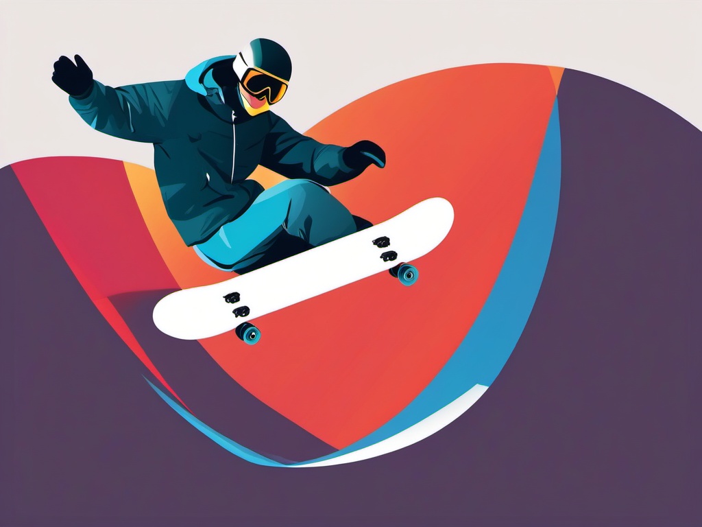 Snowboarder in the Halfpipe Clipart - A snowboarder in the halfpipe performing tricks.  color vector clipart, minimal style