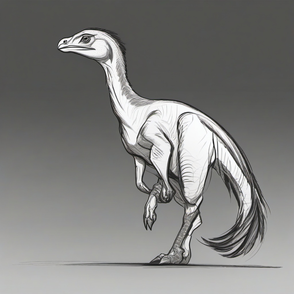 drawing of a Oviraptor dinosaur  minimal rough sketch scribbles,doodles,black and white