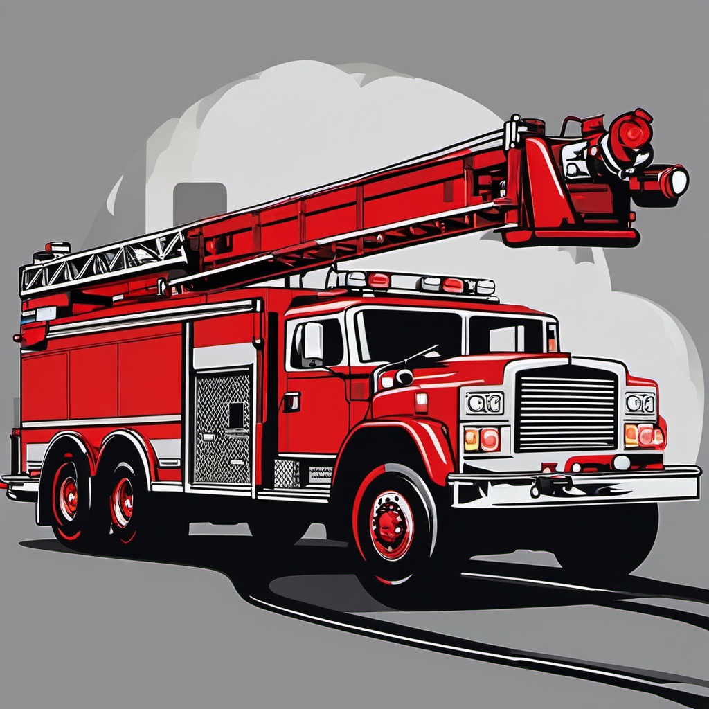 Fire Truck clipart - fire truck in action at a fire scene  color,minimalist,vector clipart