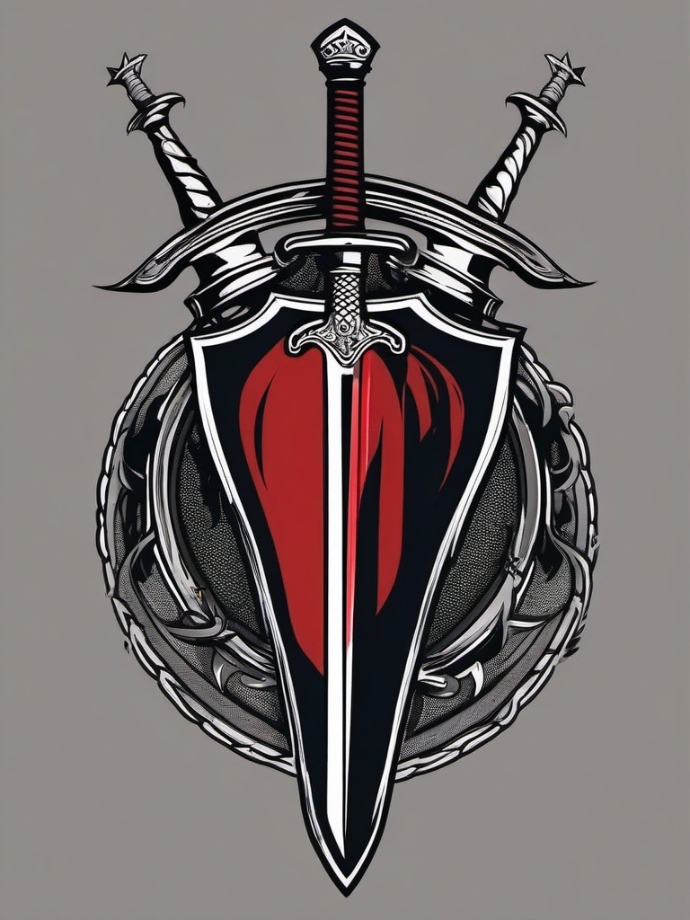 knight sword and shield tattoo  simple vector color tattoo