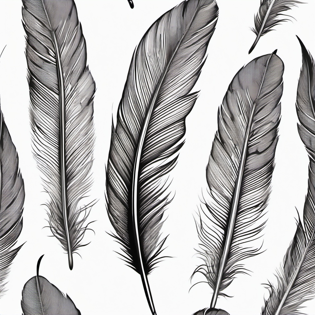 Feather Tattoo Realistic - Highly detailed and realistic feather tattoo.  simple vector tattoo,minimalist,white background