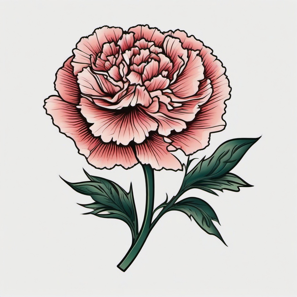 Carnation Traditional Tattoo,Rich history of traditional tattoo art in a carnation traditional tattoo, showcasing timeless and iconic designs.  simple color tattoo,minimal vector art,white background