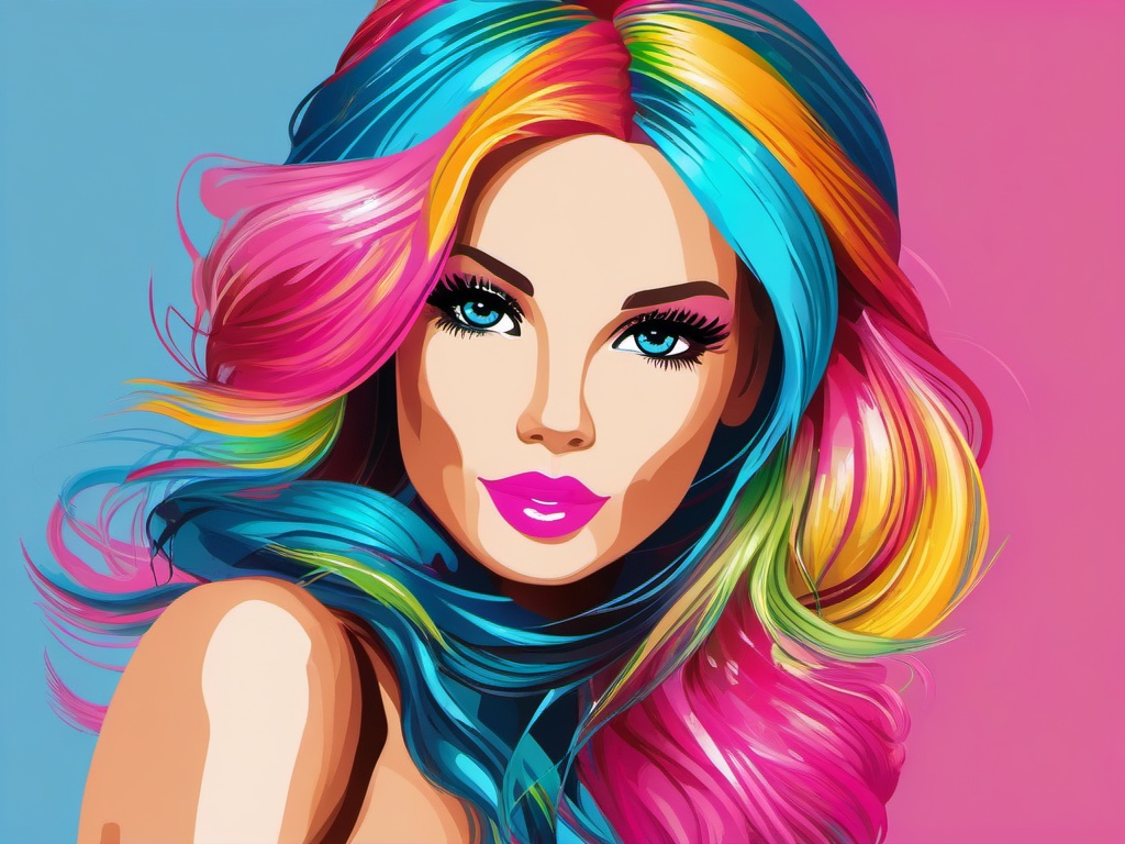 Barbie clipart - Barbie with colorful hair  clipart