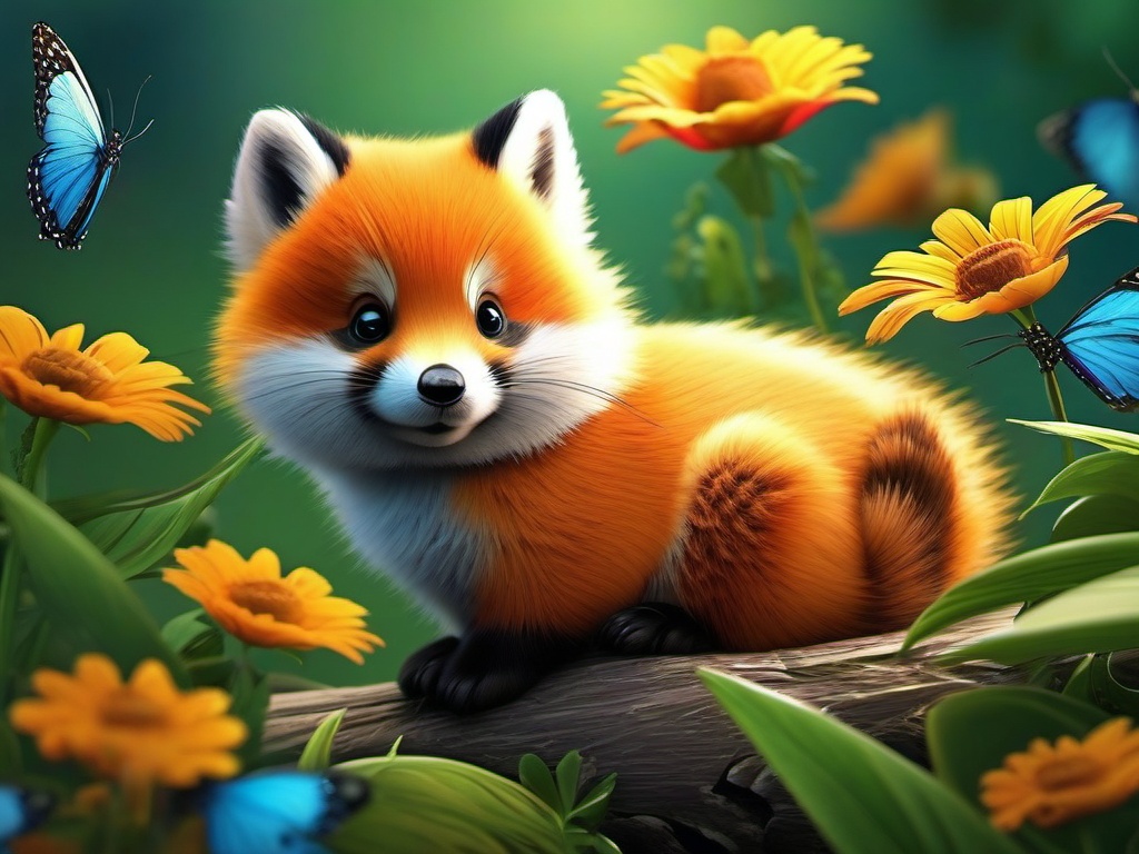 Cute Nature Backgrounds Nature's Cuteness, from Adorable Animals to Scenic Beauty wallpaper splash art, vibrant colors, intricate patterns