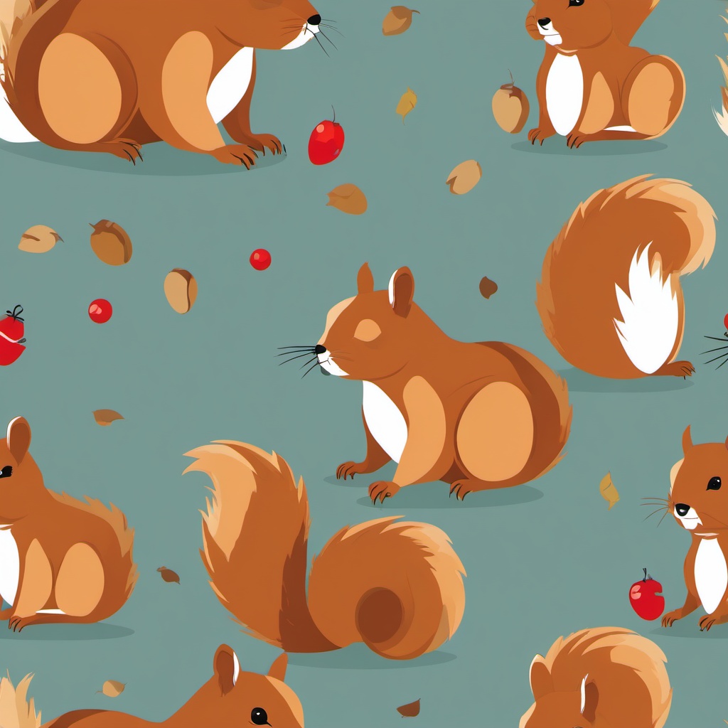 Squirrel clipart - squirrel eating a nut with its tiny paws  color,minimalist,vector clipart