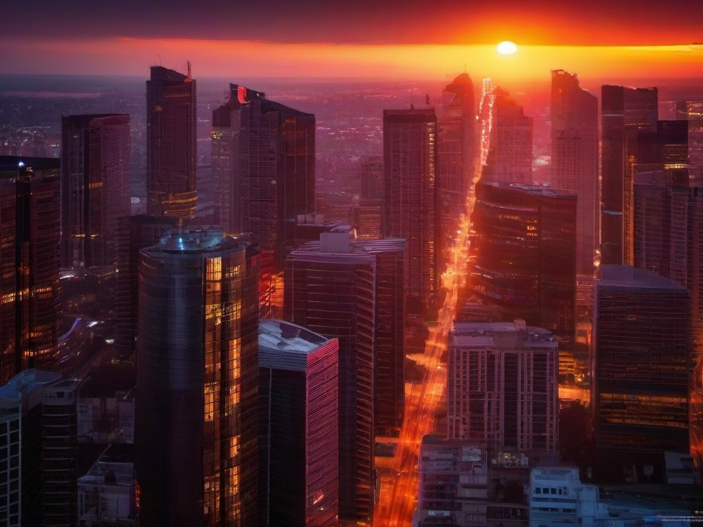 Sunset Wallpaper - Sun setting behind tall buildings.  sunset background