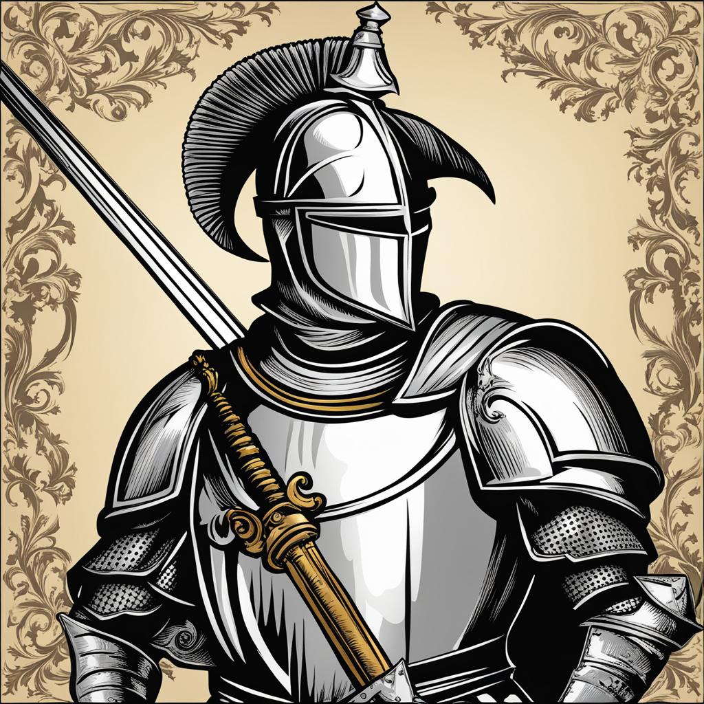 knight clipart - a valiant knight in shining armor with a sword. 